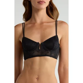 Free People Intimately FP Graphic Edge Demi Longline Bra in Black at Nordstrom, Size 36Dd