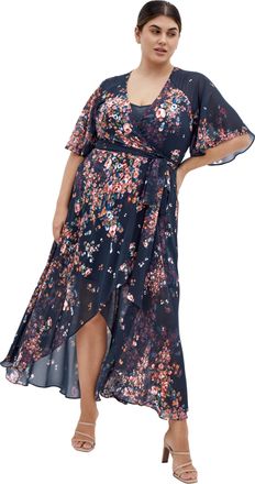 City Chic Womens Plus Size Dress-Lovers Lane Print, Royal Blue, 20 Plus