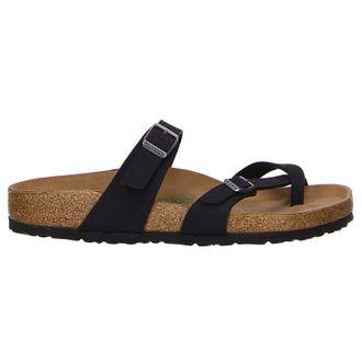 Birkenstock Mayari Birko-Flor Nubuck Unisex Toe Post Sandals - Black - Size:UK 4.5