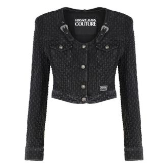 Versace Jeans Couture Jassen, Dames, Zwart, 2Xs, Denim, Denim Jacket