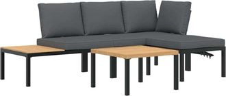 vidaXL Vidaxl - Set De Sof&aacute;s De Jard&iacute;n Con Cojines 4 Piezas Aluminio Negro