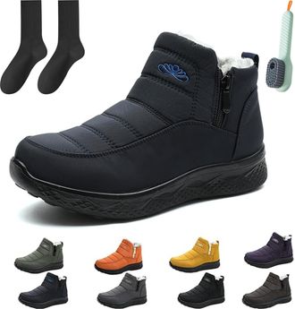 Generic Dritnow Womens Insulated Snow Boots Winter Outdoor Comfortable Non-Slip Side Zipper Ankle Booties Waterproof Warm Fur Lined (Blue,11.5)