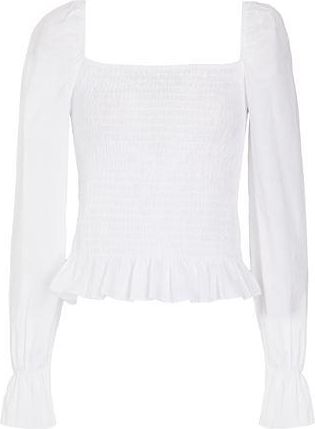 8 by YOOX SMOCK PUFFED SLEEVE TOP