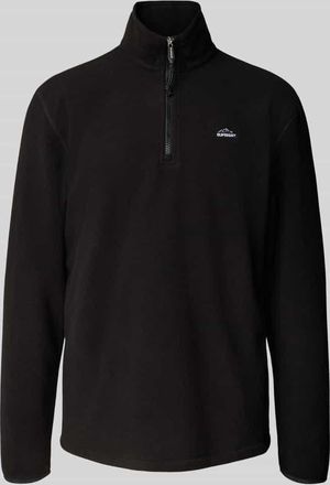 Superdry Fleecepullover mit Label-Stitching und Stehkragen in Black, Größe XXL