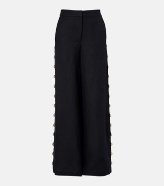 SIMKHAI Linen-blend wide-leg pants
