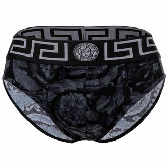 Versace Mens Jersey Topeka Stretch Organico Barocco All Over Brief - Black Cotton - Size 3XL