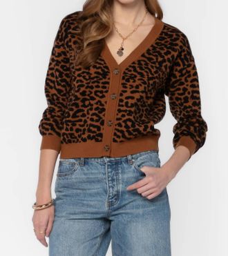 Velvet Heart Sharyl Animal Print Cardigan In Maple Cheetah