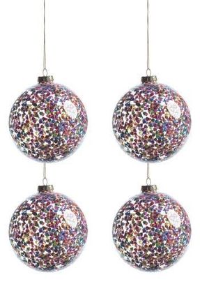 Zodax Set of 4 Multicolor Sequin Large Glass Ball Ornaments in Rainbow Multicolored at Nordstrom Rack