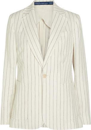 Polo Ralph Lauren Pinstriped Hemp Blazer - Cream - 12 (UK16 / XL)