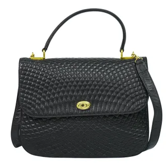 Bally Vintage Quilted Leather Black Leather Handbag (Pre-Owned)