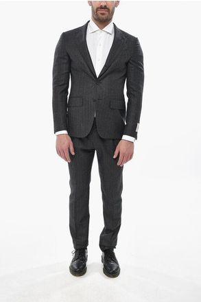 Corneliani CC COLLECTION Virgin Wool Herringbone Suit size 46