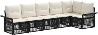 vidaXL Conjunto De Sof&aacute;s De Jard&iacute;n 6 Uds. Negro Rat&aacute;n Sint&eacute;tico Vidaxl