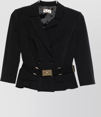 Elisabetta Franchi double-breasted belted cropped blazer