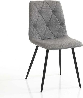 Oresteluchetta Juego De 4 Sillas De Cocina Tapizadas En Tela F&aacute;cil De Limpiar Bells - Gris