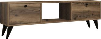 Dmora Dmora - Mueble De Televisi&oacute;n Bloem, Aparador De Sal&oacute;n, Mueble Bajo Para Tv, Base De Pared Equipada, 138x30 H43 Cm, Nogal Y Negro