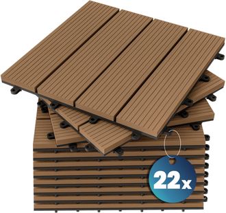 Deuba Piastrelle Da Giardino In Wpc Mattonelle 30x30cm Sauna Patio Terrazza Esterno 22x Classico Terracotta