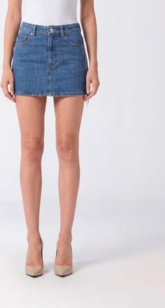 Philipp Plein Minigonna tubino in denim di cotone con strass e logo Hexagon