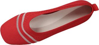 Generic Flat Shoes for Women Knit Ballet Flats Stylish Breathable Lightweight Comfortable Casual Slip On Dressy Shoes Work Office Leisure Red