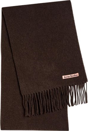 Acne Studios Canada Skinny Fringed Wool Scarf - Brown - One Size