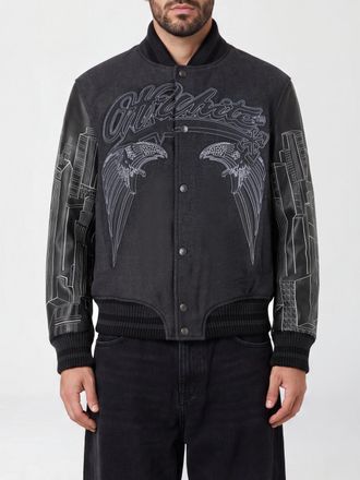Off-white Bomber varsity in cotone e pelle