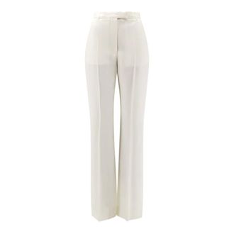 Alexander McQueen Wide Trousers, female, White, XS, High-waisted Tailored Trousers