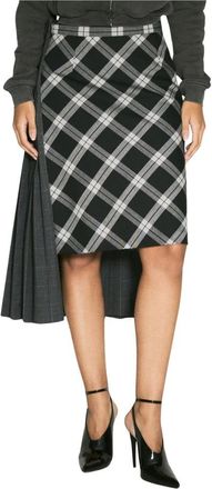 Balenciaga Taped Double Skirt - Dames - Midirokken - Zwart - XS - Wol - Rokken