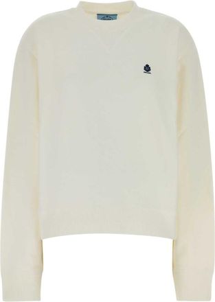 Prada White Logo Crew Neck Sweater