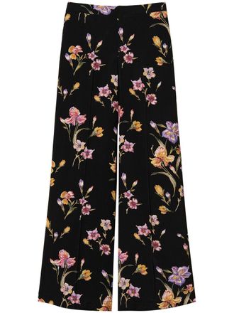 Twin-Set floral trousers - women - Viscose - 40 - Black