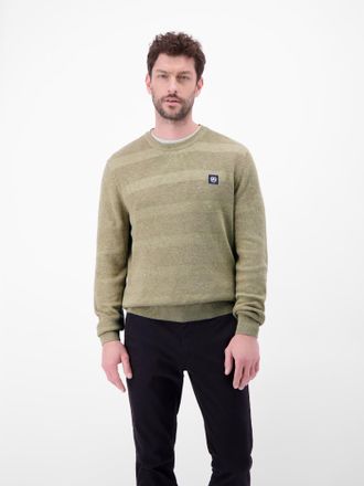 Lerros Strickpullover LERROS LERROS Strickpullover f&uuml;r Herren, tonal gestreift, Herren, Gr. XXL, tender beige melange, 100% Baumwolle, Rundhals, Pullover Str
