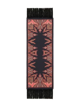 Etro geometric silk scarf - Black