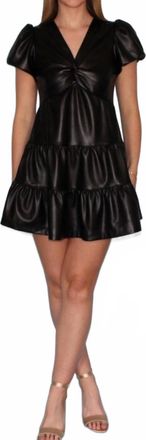 Skies Are Blue Clothing Womens Stella Leather Mini Dress In Black
