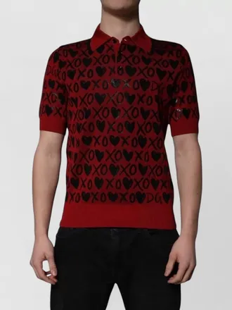 Dolce & Gabbana silk short-sleeve printed polo shirt