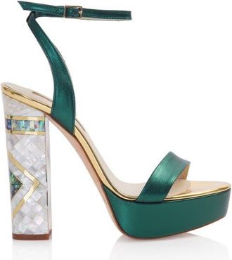 Freya Rose Arte Ankle Strap Pearl Heel Sandal in Green at Nordstrom, Size 36