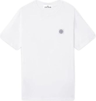 Stone Island Compass-applique Cotton T-Shirt - Heren - T-shirts - Wit - 2XL - Katoen - Tops