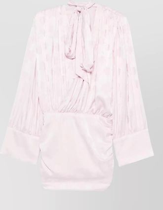 Rotate floral-jacquard draped mini dress