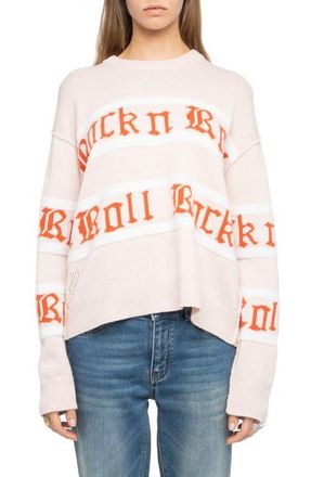 Zadig&Voltaire Markuz Rock N Roll Jacquard Stripe Wool & Cashmere Sweater in Pearly at Nordstrom, Size X-Small