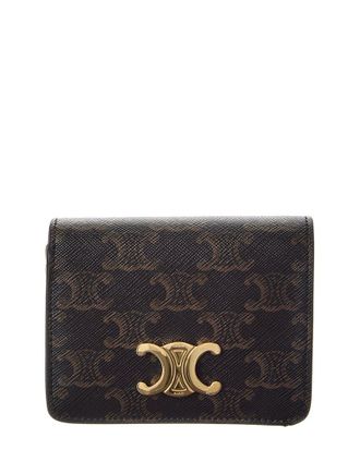 Celine Celine Triomphe Canvas & Leather Compact Wallet