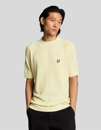 Lyle & Scott Lyle And Scott Mens Linen Blend Knitted T-Shirt - Cream - Size: 42