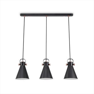 Paco Home L&aacute;mpara De Suspensi&oacute;n Sal&oacute;n Comedor Colgante Mesa Comedor Industrial L&aacute;mpara Colgante 3-flame, Schwarz-kupfer 2 (de) - Paco Home