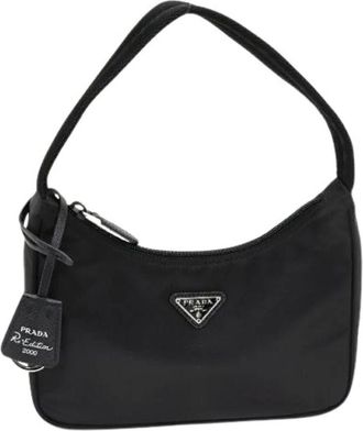 Prada Pre-owned Mini Bags, female, Black, Size: ONE SIZE Pre-owned Nylon Mini Bag