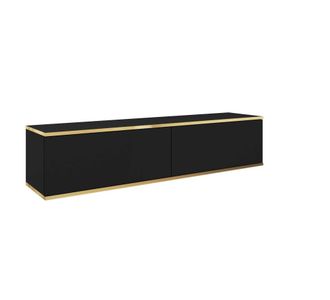 AKL FURNITURE Mueble para TV efecto madera Negro y Dorado