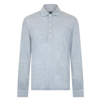 Fedeli Polo Shirts, male, Blue, Size: L Five Long Sleeve Polo