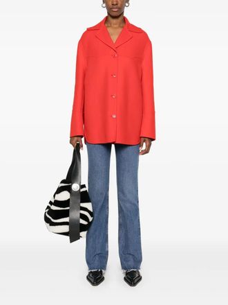 Ermanno Scervino Womens Virgin Wool Coat - Red - Size EU 38 (Womens)