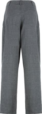 Darkpark Womens Wool Pants With Tapered Cut Grey Wide-Leg Trousers