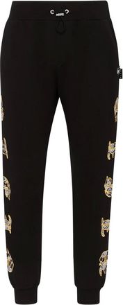 Philipp Plein Broeken, Heren, Zwart, S, Satijn, Satijnen joggingbroek Paisley Gothic Plein