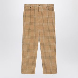 Burberry Sand Coloured Check Corduroy Trousers