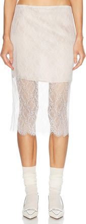 Enza Costa Sheer Lace Slip Skirt In Off White