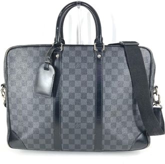 Louis Vuitton Black Galle Damier Graphite Handbag Shoulder Bag Tote Bag (Pre-Owned)