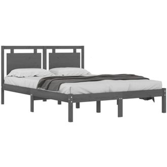 vidaXL Bed Frame without Mattress Grey 200x200 cm Solid Wood Vidaxl