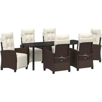 vidaXL Conjunto De Comedor De Jard&iacute;n 7 Pcs Marr&oacute;n Rat&aacute;n Sint&eacute;tico Vidaxl
